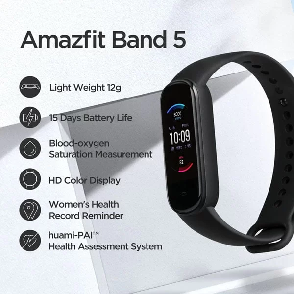 Amazfit Band 5 Smart fitness tracker with spO2 - Black