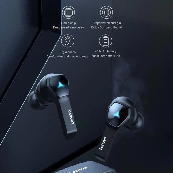 Lenovo HQ08 TWS Gaming Earbuds Low Latency HiFi Sound – Black