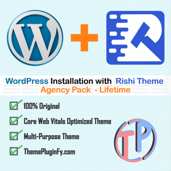 WP-Rishi-Theme.png WordPress Installation with Rishi Theme Agency Pack - Lifetime 2024
